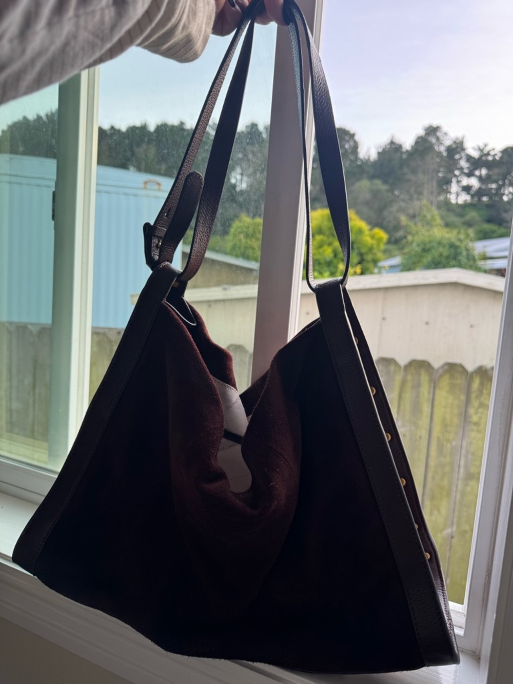 Vince Camuto Dark Brown Suede Shoulder Bag